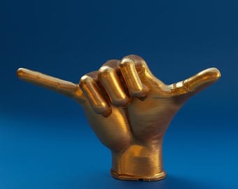Antique Gold Hawaiian Shaka Hand Sculpture | Handcrafted Hawaiian Sign | Decorative Beach Inspired Decor