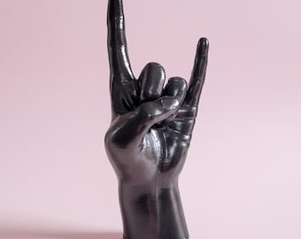 Galaxy Black | Metal Rock Hand Sculpture: Rock and Roll Decor