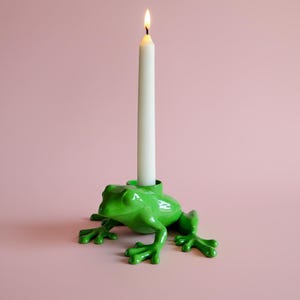 Handmade Frog Candle Holder | Unique Biopolymer Frog Sculpture | Modern Home Decor