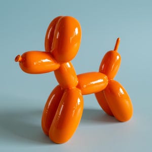 Scultura di cane a forma di palloncino arancione da tavolo / Statuina di cane realizzata a mano / Decorazione per la casa stravagante