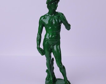 Green | Handcrafted David Sculpture | Michelangelo's Statue of David Replica | Home Decor and Art Collectible