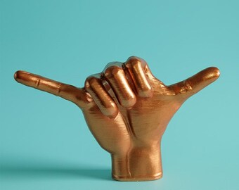 Bronze Colored | Hawaiian Shaka Hand Sculpture | Handcrafted Hawaiian Sign | Decorative Beach Inspired Decor