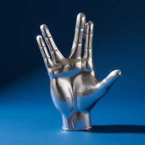 Chrome | Spock Hand Sculpture: Star Trek Inspired Home Decor