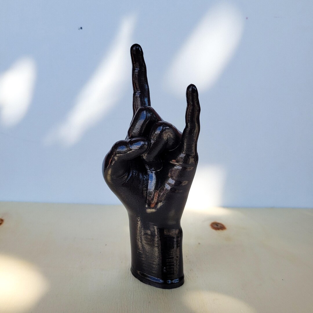 Metal Hand Rock Sign Sculpture Handcrafted Rock and Roll Inspired Decor ...