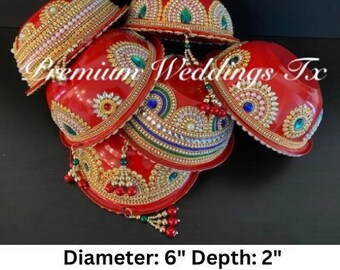 Handmade Rhinestone Mehndi Bowl: Indian Wedding Decor - 1Ct