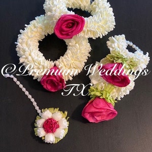 Gajra, Dark Pink Flower Gajra Set,Boho Jewelry, Wedding, Pithi Bangle, Mehndi Bangle, Mayoon, Maiyo Gajra, Pakistani Wedding, Indian Wedding