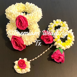 Gajra, Pink Flower Gajra Set, Boho Jewelry, Wedding, Pithi Bangle, Mehndi Bangle, Mayoon, Maiyo Gajra, Pakistani Wedding, Indian Wedding
