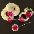 Gajra, Artficial Dark Pink Flower Gajra Set, Boho Jewelry,Wedding, Pithi Bangle, Mehndi Bangle, Mayoon,Maiyo Gajra, Pakistani Wedding,Indian