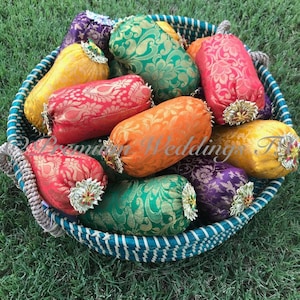 Handmade Jamawar Bangle Bolster Set: Indian Wedding Decor Favors - 20 to 100Ct