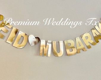 Gold Eid Mubarak Banner: Metallic Party Decor