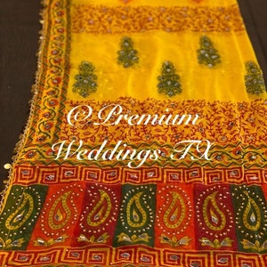 Yellow Mayoon Dupatta, Haldi,Mayoon, Mehndi, Mayoon Dupatta, Mehndi Dupatta, Nikkah, Nikkah Dupatta, Shaadi, Shaadi Decor, Dulhan, Haldi