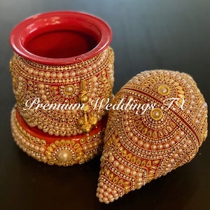 1 Set Kalash for Puja Mangal Kalash with Coconut,Indian Wedding Kalash Set,Hindu Puja Kalsh with Nariyal,Temple Pooja Item Mandir Decor