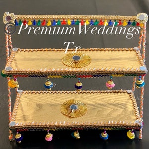 1Ct Gold Decorative Stand,Shaadi Decor, Haldi Decor, Centerpiece Decor, Eid, Diwali,Mayoon Decor,Decorative Cart,Mehndi Decor,Handmade Decor