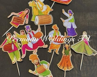 Dholki Cupcake Toppers: Shaadi Sangeet Decor, Food Picks (10Ct)