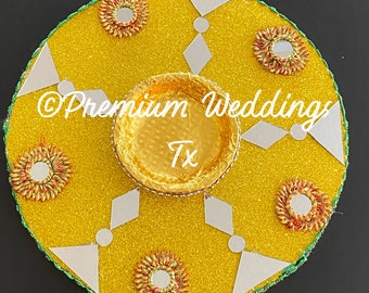 Handmade Glitter Mehndi Thaal: Indian Wedding Plate Decor