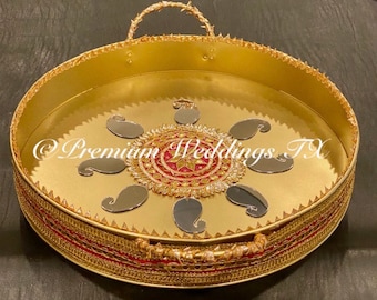 Gold Mehndi Thaali , Mehndi Plate, Thaali, Puja thaali, Mehndi Decor, Mayoon, Uptan thaali, Shaadi Decor, Mayoon Decor, Handmade thaali