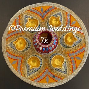 Set of Mehndi Thaali, Thaali, Shaadi, Shaadi Decor, Dulhan, Mehndi Decor, Mehndi, Mayoon Decor, Mayoon, Pakistani Wedding, Indian Wedding