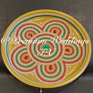 Gold Thali, Puja Thali, Pooja Thali, Haldi Thali, Mehndi Thali, Diwali Decor, Eid Decor, Shagun Thali,Housewarming Gift, Thaali,Shaadi Decor