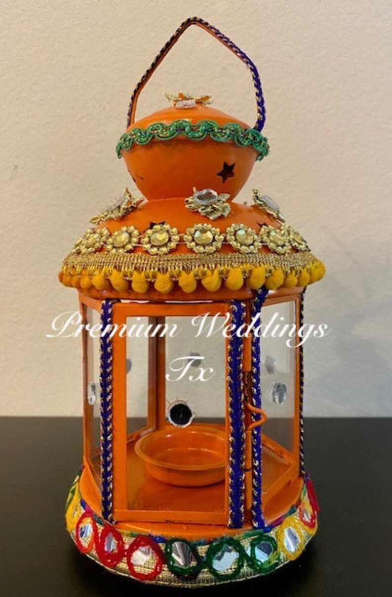 Orange Decorative Lanterns Lantern Shaadi Decor Mehndi Etsy