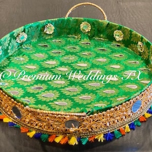 Green Mehndi Thaali , Mehndi Plate, Thaali, Puja thaali, Mehndi Decor, Mayoon, Uptan thaali, Shaadi Decor, Mayoon Decor, Handmade thaali