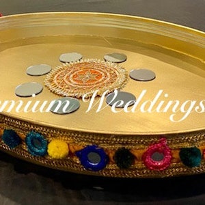 Handmade Wedding Thaal: Embellished Shagun Tray, Indian Gift
