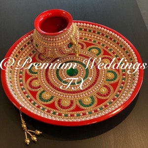 Red Puja Thali Set,Puja Thali Set,Pooja Thali Set,Haldi Thali Set,Karwachauth Thali Set,Rakhi Thali Set,Diwali Decor,Shagun Thali,Shaadi