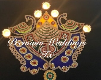 Peacock Rangoli, Large Rangoli, Indian Rangoli, Home Decor, Diwali, Diwali Decor, Mehndi Decor, Shaadi Decor, Indian, Punjabi, Pakistani