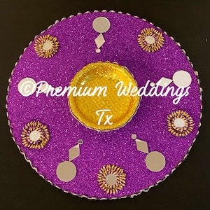 Handmade Glitter Mehndi Plate: Indian Wedding Decor, 10&quot; Dia