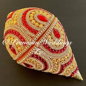 Red Rhinestone Coconut Cover: Indian Wedding Decor