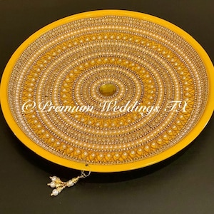 Yellow Thali, Mehndi Thali, Haldi Thali, Puja Thali, Pooja Thali, Rakhi Thali, Karwachauth Thali, Shagun Thali, Diwali Decor, Shaadi Decor