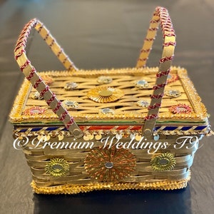 Wedding Basket, Basket With Handles, Nikkah Thaals, Mehndi Cones Basket, Mehndi Basket, Bidh Basket, Shagun Basket, Flower Basket, Baskets
