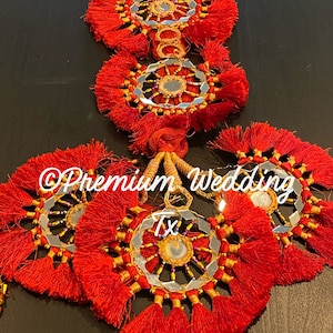 Paranda, Red Mirror Paranda, Hair Accessories, Dulhan, Bridesmaids Gifts, Shaadi, Mehndi, Mayoon, Haldi, Punjabi, Indian, Pakistani
