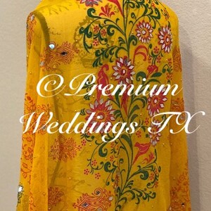 Yellow Mayoon Dupatta, Haldi,Mayoon, Mehndi, Mayoon Dupatta, Mehndi Dupatta, Nikkah, Nikkah Dupatta, Shaadi, Shaadi Decor, Dulhan, Haldi