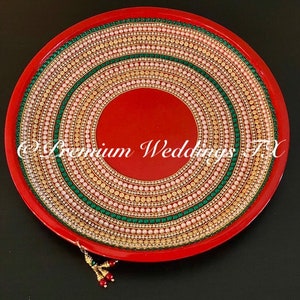 Red Puja Thali, Puja Thali, Pooja Thali, Haldi Thali, Karwachauth Thali, Rakhi Thali, Diwali Decor,Shagun Thali,Shaadi Decor,Mehndi Thali