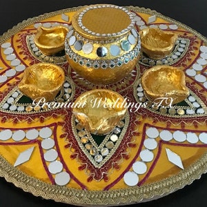 Set of Mehndi Thaali, Thaali, Shaadi, Shaadi Decor, Dulhan, Mehndi Decor, Mehndi, Mayoon Decor, Mayoon, Pakistani Wedding, Indian Wedding