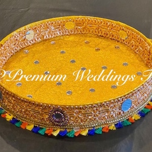 Yellow Mehndi Thaali, Mehndi Plate, Thaali, Puja thaali, Mehndi Decor, Mayoon, Uptan thaal, Shaadi Decor, Mayoon Decor, Handmade that