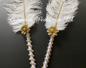 Ostrich Feather Nikkah Pen: Handmade Muslim Wedding Decor -1 Ct