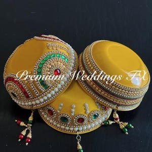 Handmade Rhinestone Mehndi Bowl: Indian Wedding Decor