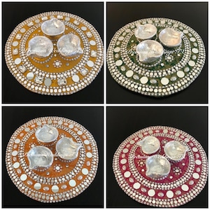 Mehndi Plates/Thaal,Green Mehndi Thaals,Mehndi Thaali, Mehndi Decor, Shaadi Decor, Haldi, Shagun, Puja, Diwali, Wedding Decor, Centerpiece’s