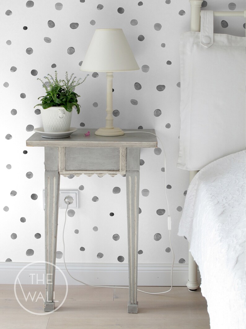 Watercolor Polka Dot Wallpaper / Grey Polka Dot Wallpaper / Etsy