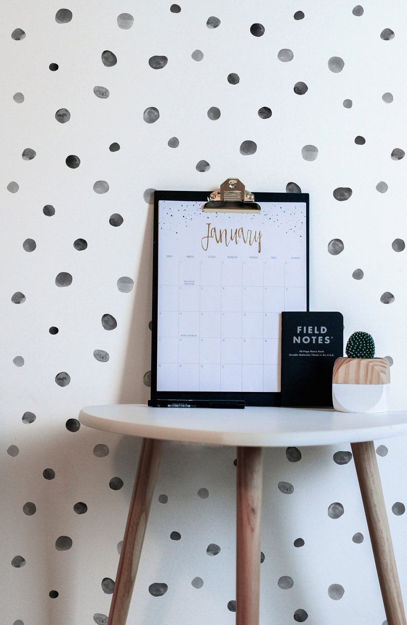Watercolor Polka Dot Wallpaper / Grey Polka Dot Wallpaper / Etsy