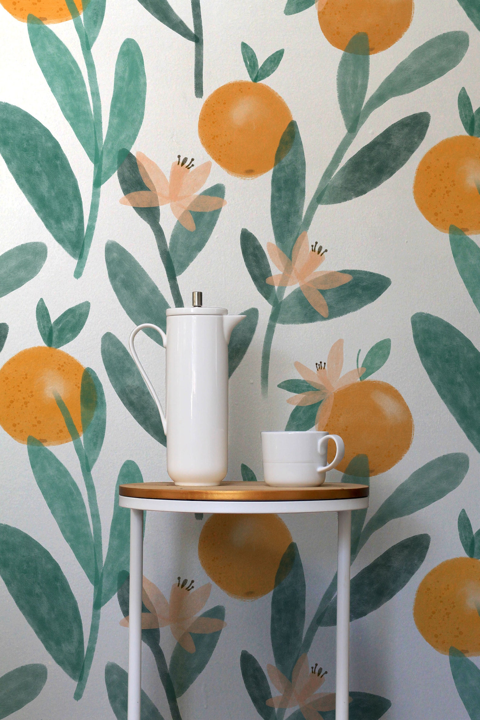 Watercolor Oranges Wallpaper Clementine Floral Wallpaper Etsy