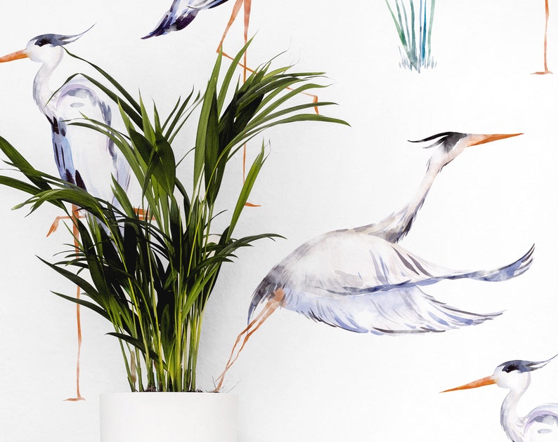 Heron Wallpaper Bird Wallpaper Crane Wallpaper Tropical Etsy