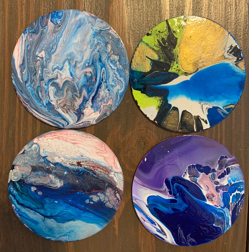 Wooden Painted Coaster Set