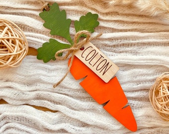 Carrot tags Easter basket tag Carrot Personalized Easter name tags Labels Gift tags Custom wooden name Easter basket Spring carrots decor