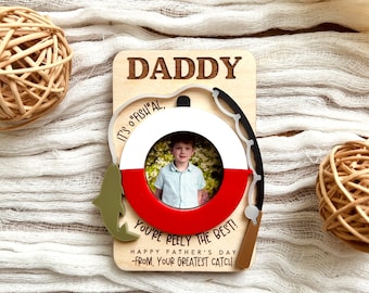 Imán personalizado con foto de papá pescador, regalo para el Día del Padre