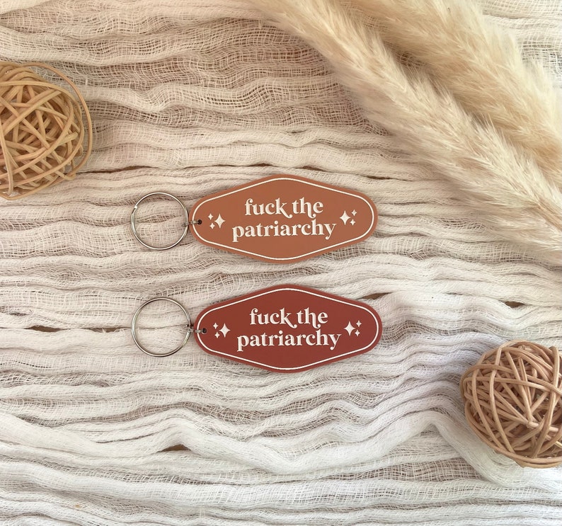 Retro Inspired Motel Keychains, Fuck the Patriarchy Keychain, F the Patriarchy Keyring, Fan Keychain, Retro Motel Keychains, Roe v Wade image 1