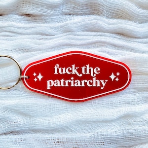 Retro Inspired Motel Keychains, Fuck the Patriarchy Keychain, F the Patriarchy Keyring, Fan Keychain, Retro Motel Keychains, Roe v Wade image 6