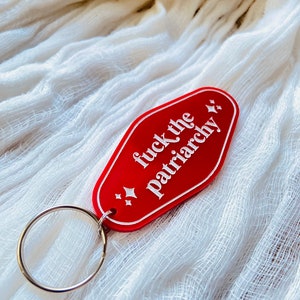 Retro Inspired Motel Keychains, Fuck the Patriarchy Keychain, F the Patriarchy Keyring, Fan Keychain, Retro Motel Keychains, Roe v Wade image 5