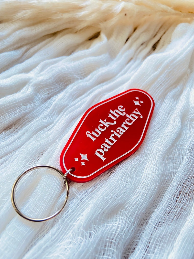 Retro Inspired Motel Keychains, Fuck the Patriarchy Keychain, F the Patriarchy Keyring, Fan Keychain, Retro Motel Keychains, Roe v Wade image 5